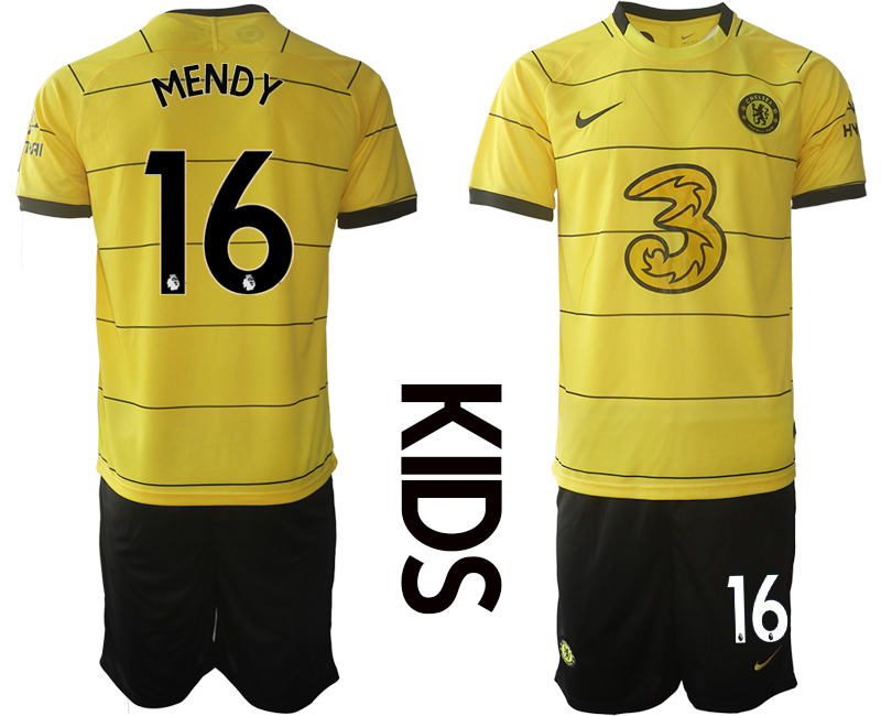 Youth 2021-2022 Club Chelsea away yellow #16 Soccer Jersey->youth soccer jersey->Youth Jersey